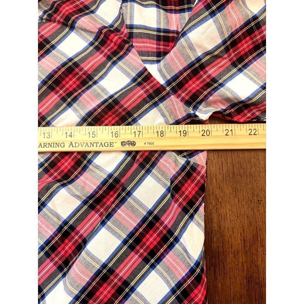 J.Crew Womens Plaid Ruffle Neck Blouse Size M Long Sleeve Holiday Plaid EUC Sz M - Picture 11 of 12